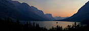st mary lake, sunset, montana, panorama